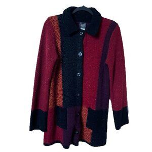 Y2K Susan Bristol Cardigan Womens S Colourblock Long Line‎ Patchwork 2000s